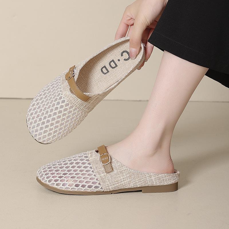 Fisherman shoes, slippers, lazy summer, low-top one-pedal shoes, women's bag head, half summer new models wear flat single shoes, women