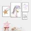 Unicorn Cloud Rainbow Wall Art Canvas Painting Nursery Posters And Prints Wall Pictures Baby Kids Room Décor No Frame