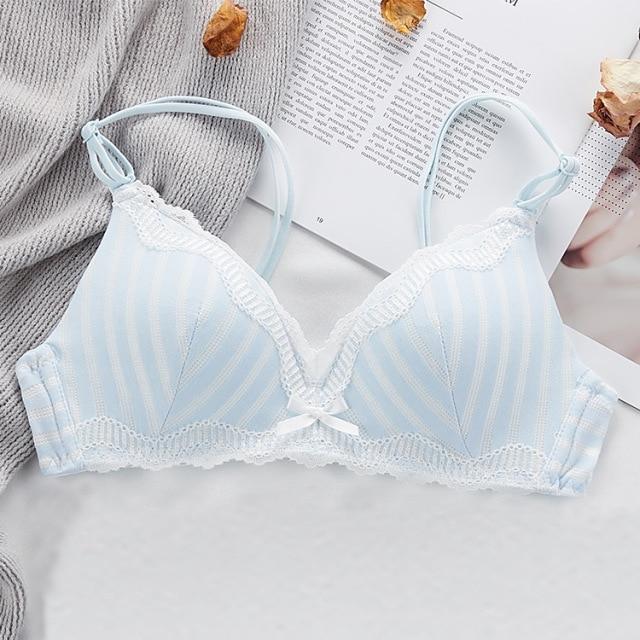 

Французский бюстгальтер-бралетт с треугольными чашками для женщин, милое нижнее белье пуш-ап, беспроводной бюстгальтер, дышащее удобное нижнее белье 38 синий