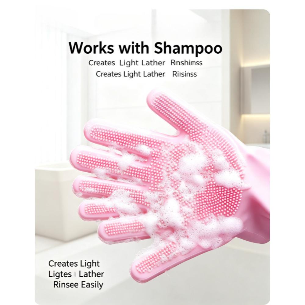 1set Pet Double-Sided Hair Removal Gloves, Suitable for Both Hands, Cat Cleaning, Grooming, Bathing, and Massage Gloves