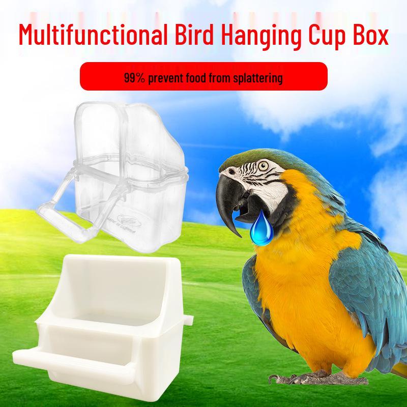 Transparent Splash-Proof Bird Cage Food Box for Parrots