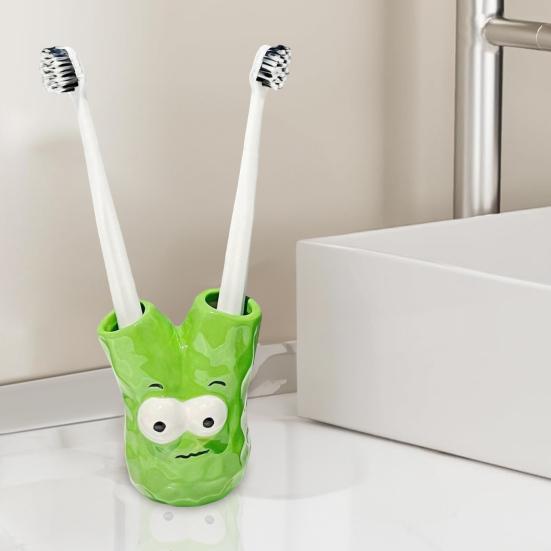Kreslený držák na zubní kartáčky Rozmarný koupelnový organizér Zábavný pryskyřičný stojánek na zubní kartáčky Kompaktní spořič místa na poličce pro páry
