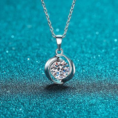 925 Silver Necklace Female Korean Fashion Whirlwind Back Mossan Stone Pendant