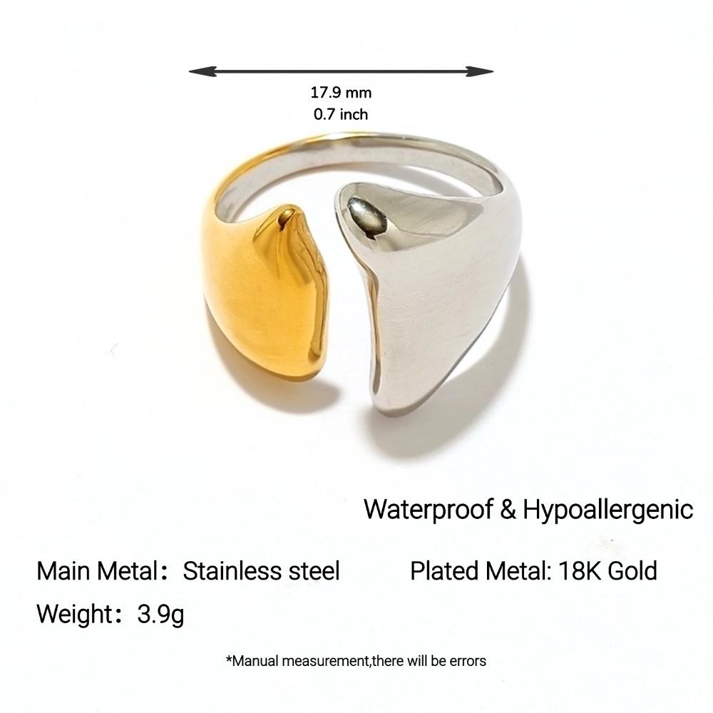 Yingtai Round Geometric Stainless Steel Titanium Ring, 18k Gold-Plated - Trendy Niche Women's Jewelry