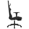 Gaming Chair with Massage Function and Footrest Black and White Fabric