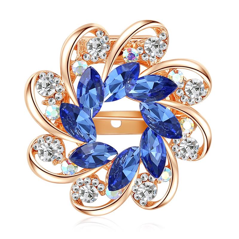 Fashion Crystal Flower Brooch Women'S Hot Sale Alloy Diamond-Encrusted Brooch Silk Scarf Buckle Dual-Use
