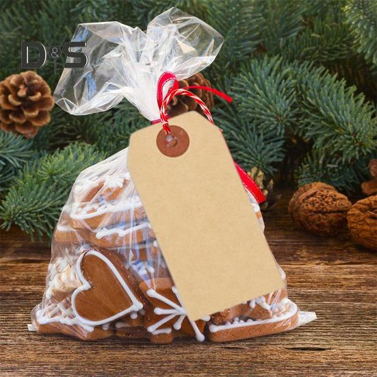 100 Pcs Kraft Paper Shipping Tags with String Empty Cardboard Sale Price Tag Name Gift Hang Tag for Jewelry Clothing Inventory Labeling