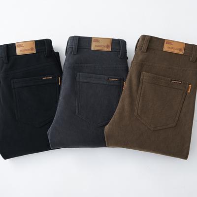 Clasic în trei culori 2024 toamna și iarna noi bărbați din pluș gros casual slim fit elastic cald lung drept picior pantaloni