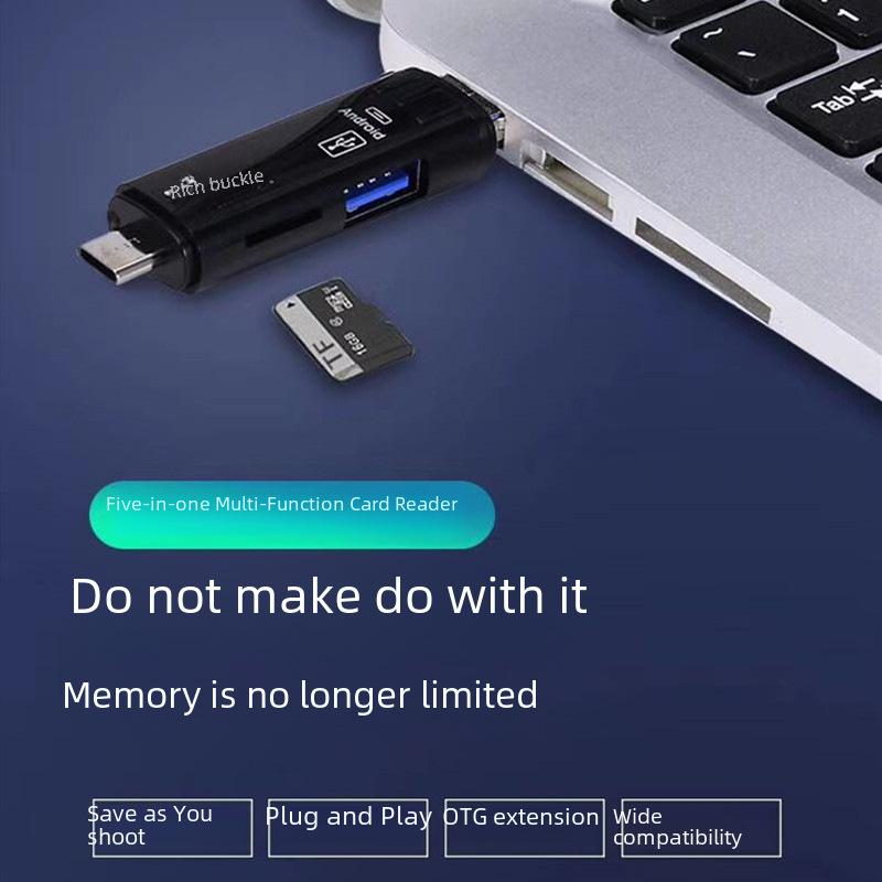 5-in-1 Multi-Function Type-C Card Reader USB OTG for Android, Mobile & Computer – TF Card Converter