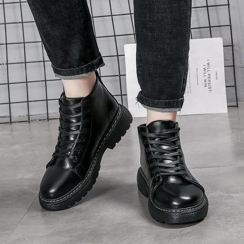 Platform Male Shoes British Style Trendy  Men's Boots Casual Classic Offer Original Deals Low Price High Quality Y2k New
