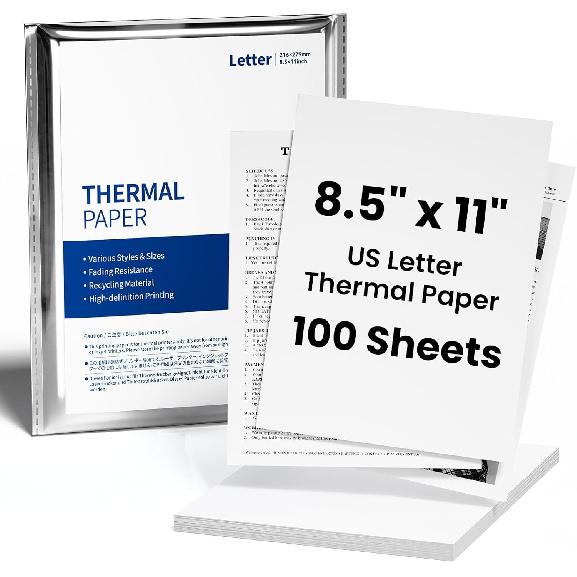 Thermal Paper 8.5" x 11" US Letter Size, 4 Rolls Quick-Dry Thermal Printer Paper, Compatible with A285M A282M A281M M835 M834 M832 Portable Printer