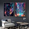Prosperous Cyberpunk City Painting Canvas Poster Future World Wall Art Picture for Living Room Bedroom Modern Home Decor Gift