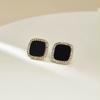 S925 Silver Needle Fashion Simple Geometric Earrings Women's Personalized Fashion Black Earrings Niche Design Temperament Earrings
