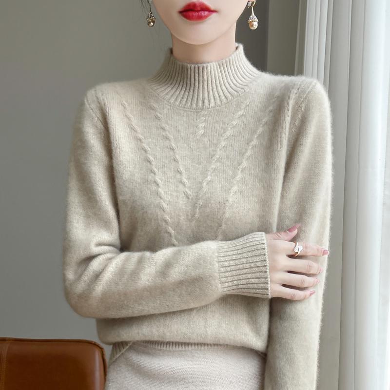 Women's Cashmere Sweater Qinghe Cashmere 30% Cashmere 70% Wool Autumn and Winter Cashmere Thick Pullover Soft and Warm
