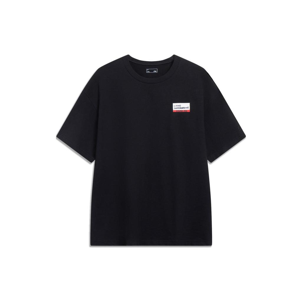 Li Ning Skateboard Series Logo Print Round Neck Loose Couple Sports Short Sleeve T-Shirt Unisex Tops AHST087-1
