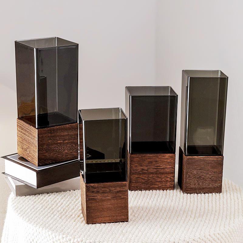 10/12x25/30cm Ornaments Multifunctional Acrylic Vase High-End Square Shape Elegant Home Decor Minimalist 1 Set