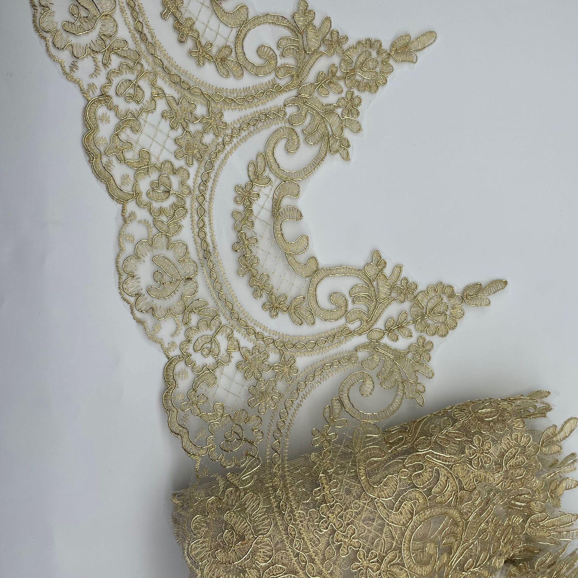 

Bridal Headgear Diy Material Wedding Dress Headgear Decorative Flower Width 24 Cm This White Lace Lace Accessories Gold, no beads