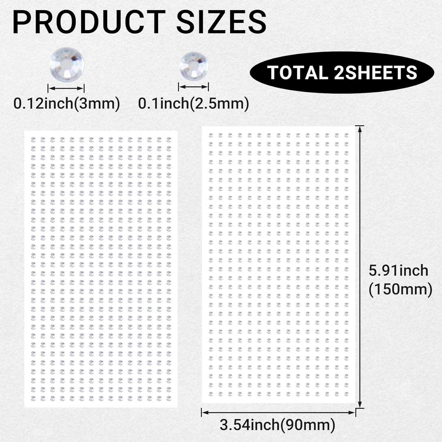 

2 Sheets Mini Face Jewels Stickers, Self Adhesive Round Face Gems Makeup Stickers, 2 Sizes Crystal Facial Rhinestones for Women Eyes, Bodys, Nails-