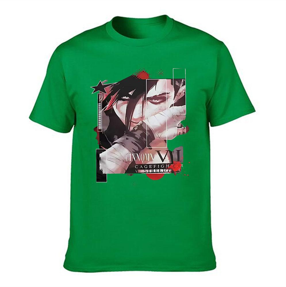 Unisexs Cotton TShirt CINNQMN VI Cagefight Anime Style Graphic Print Short Sleeve Tee for Casual Streetwear