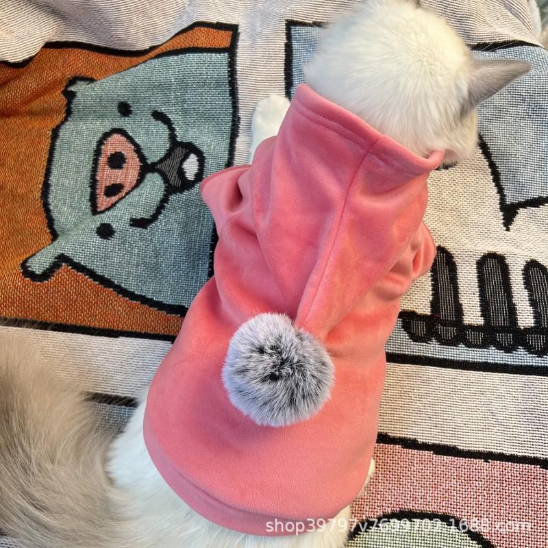 Double-Layer Thickened Soft Velvet Hooded Dog Cat Two-Legged Winter Coat Small Medium Large Breeds