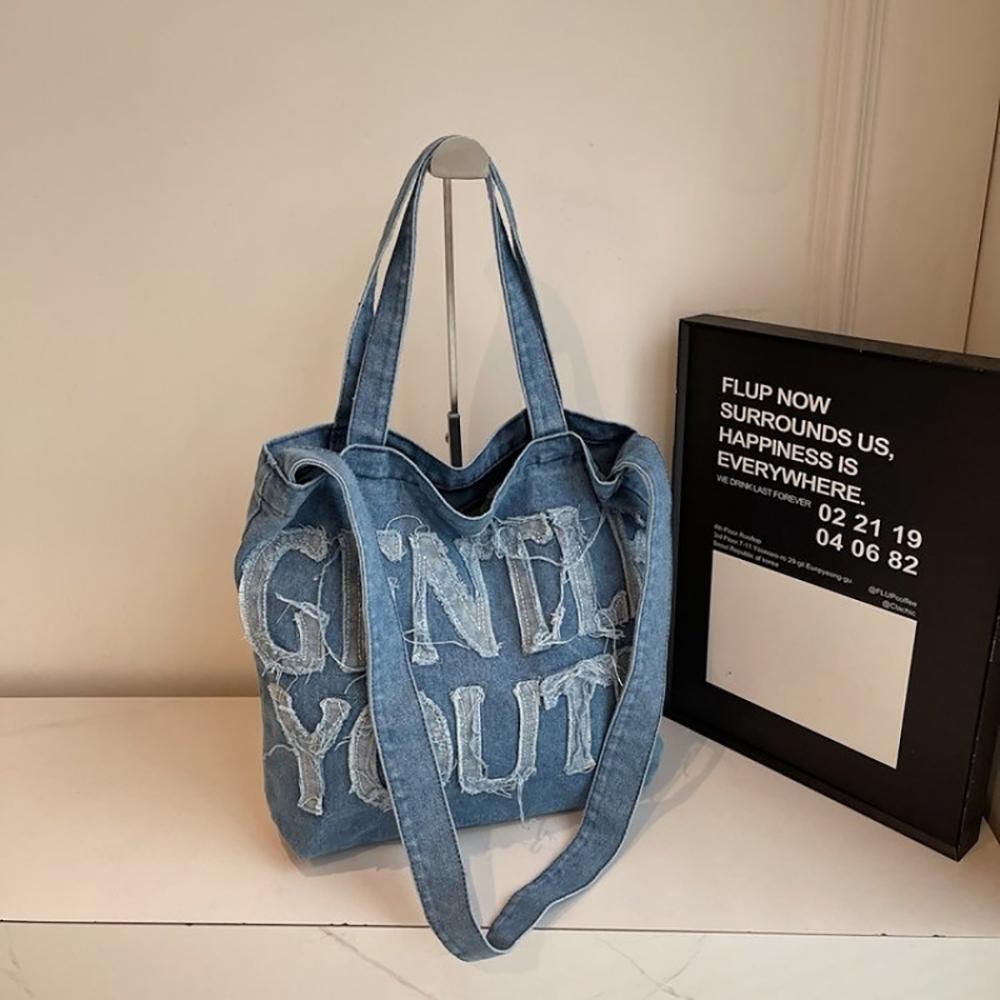 

Cowboy bag for women, large capacity crossbody bag, vintage female college student class bag, Japanese shoulder bag.zwq светло-синий