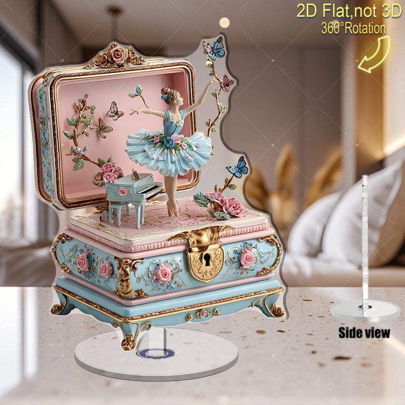 1 STuks 2D plat roterend acryl ballerina patroon ornament Kerstmis huis bureau ornament