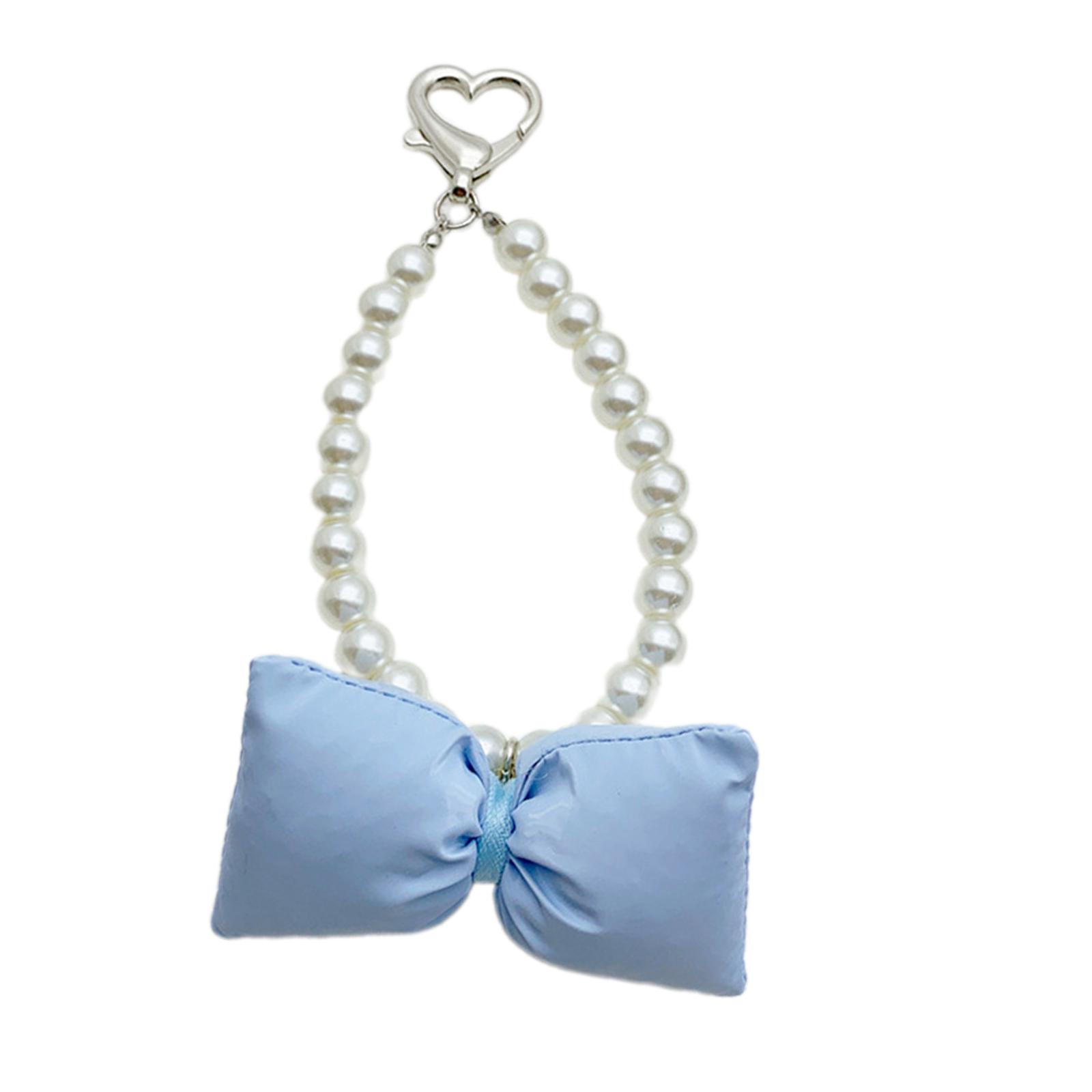 

Брелок-подвеска с бантом, искусственный жемчуг, бисер, бабочка, модный брелок с украшением для телефонов и сумок синий
