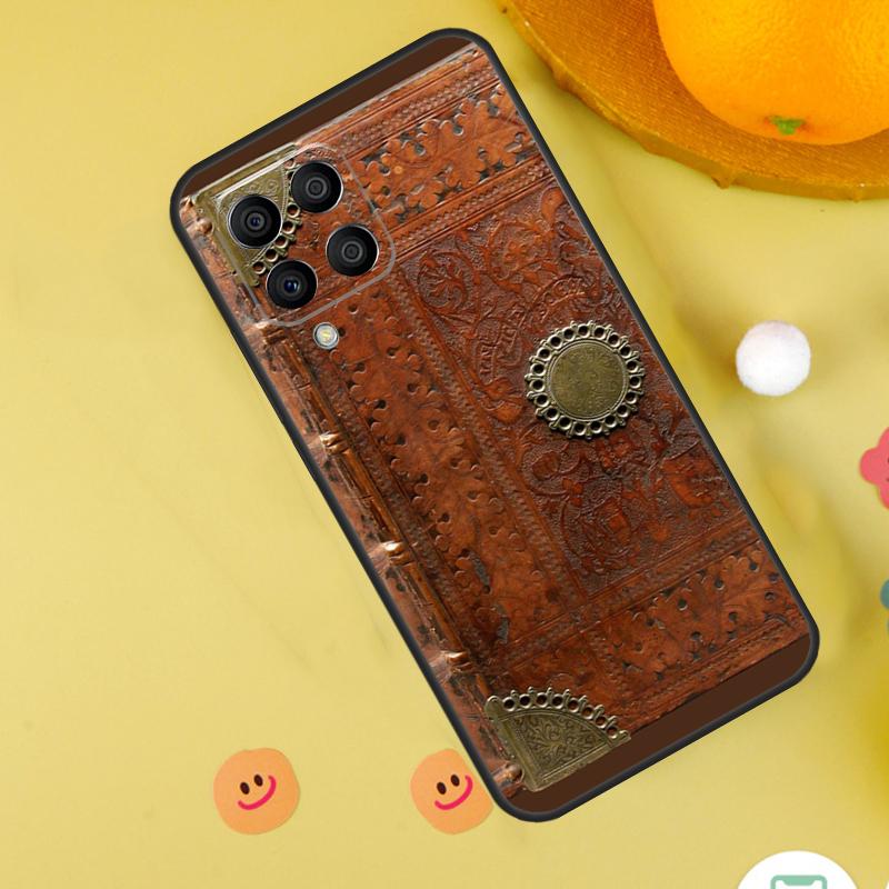 Brown Tooled Leather Pattern Case For Samsung Galaxy M31 M32 M12 M52 M21 M15 M55 M56 M36 M16 M06 M13 M33 M53 M14 M34 M54