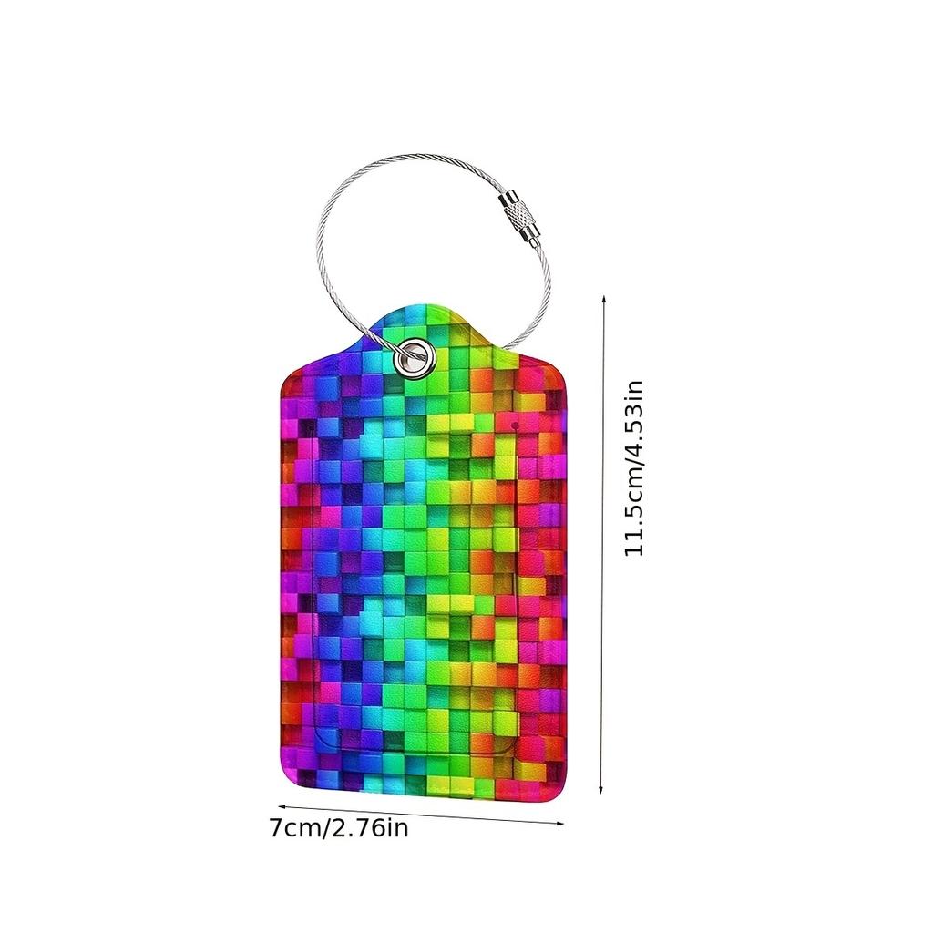 1Pc Colorful Printed Luggage Tag - Travel Boarding Pass Holder, Leather ID & Anti - Loss Tag