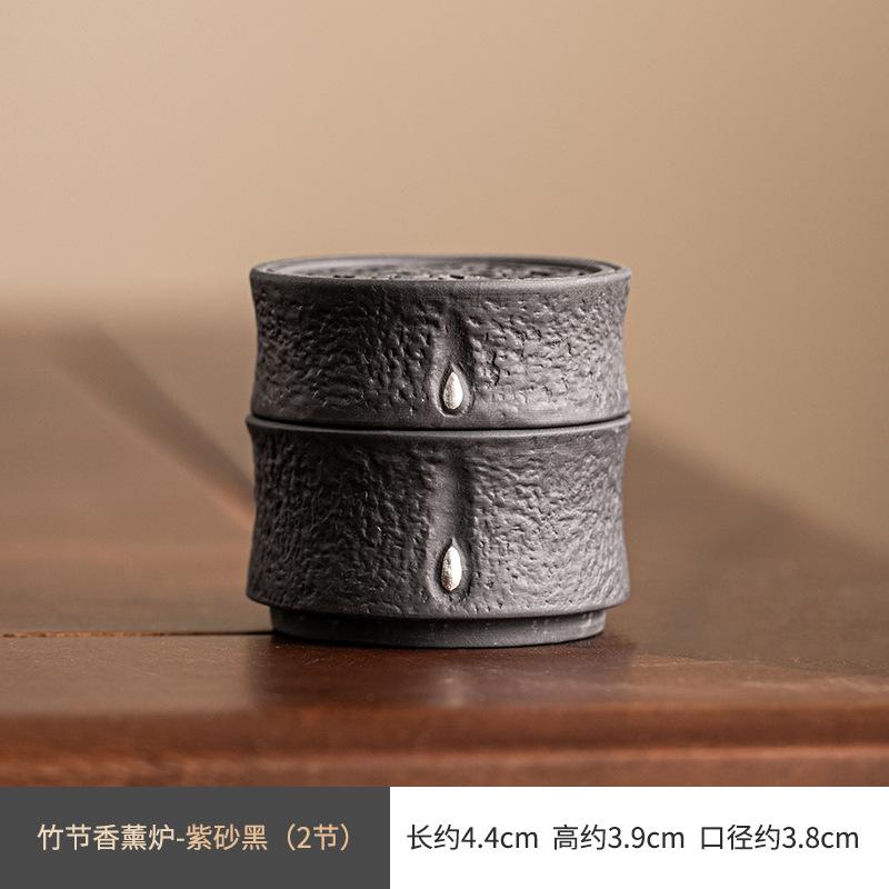 

Bamboo Joint Ceramic Coil Incense Burner Antique Style for Buddhist Altar Study Room Tea Ceremony Home Meditation Decor Gift