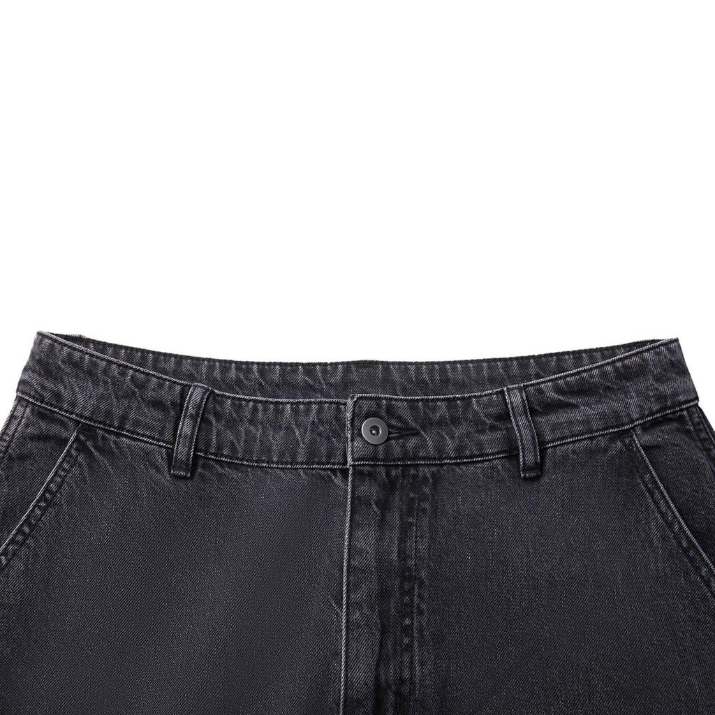 Li Ning Sports Lifestyle Series American Vintage Casual Simple Solid Color Early Spring Straight Leg Jeans Men Jeans Washed-Black AJQV005-1