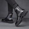 Herren Schwarze Stiefel Hohe Qualität Minimalistische Herbst- und Winterstile Arbeit und Büro Outdoor Herbst- und Winter Lederschuhe