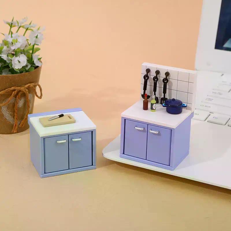 1 Set Dollhouse Simulation Mini Kitchen Utensils Gas Stove Model Scene Decoration Dolls House Miniature Kitchen Accessories