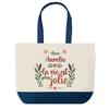 Shopping Bag - PLANETEE - Aurélie Life Is Prettier - Blue Background - Cotton 40x45 Cm - Made In France