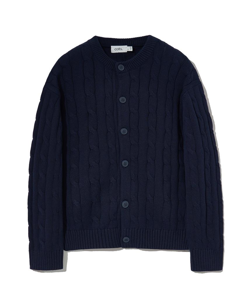 Costume O’Clock Soft Cable Round Cardigan Navy Cooscd021Navy