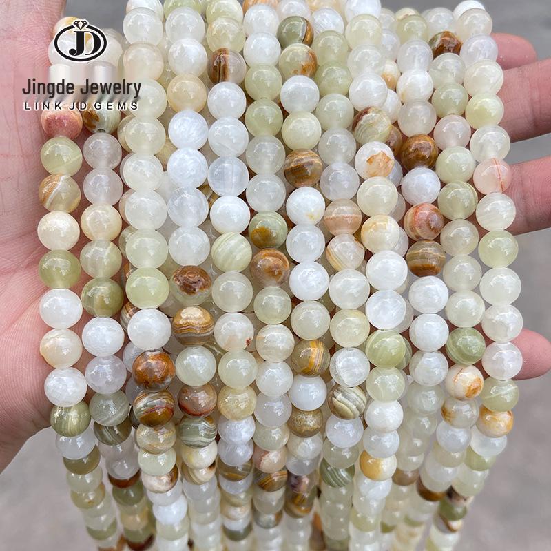 Jinde Jewelry Flower Green Jade Round Beads - Handmade DIY Accessories Embellishments