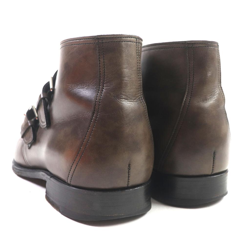 HERMES Ankle boots  Double Monk Leather Shoes Dark brown leather mens 40.5 Used