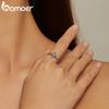 BAMOER 925 Sterling Silver Purple Heart-shaped Opal Astral Ring  for Women Original Design Jewelry