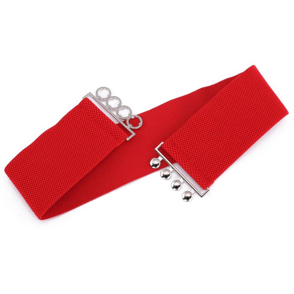 Stretchable Wide Elastic Belt Cinch Dress Cummerbands Metal Buckle Waistband  For Ladies Women