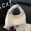 Early Spring New Gentle Wind Solid Color Soft Leather Handbag Bag Women's Simple Straps Bow Versatile Commuter Messenger Bag