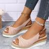 Plus Size Hemp Rope Bow Wedge Heel Sandals for Women, 2022