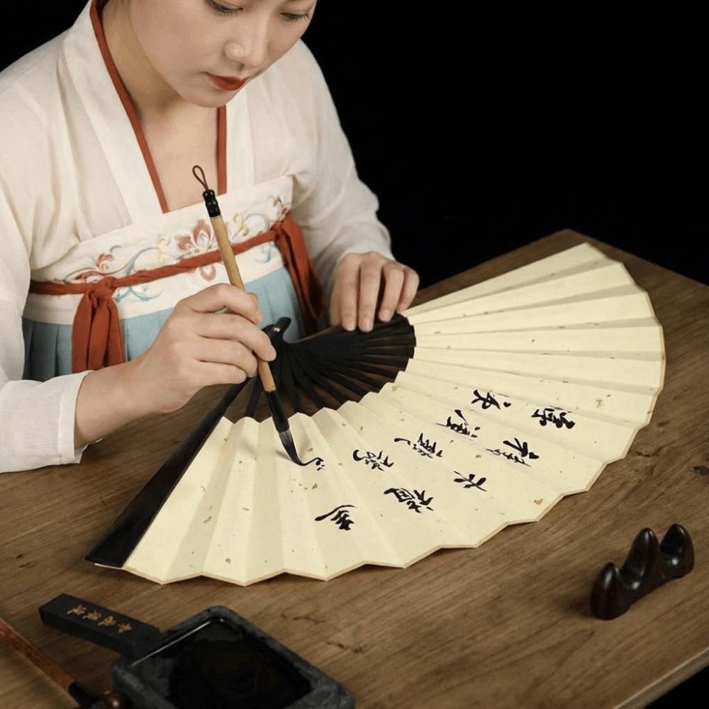 Handwritten Calligraphy Bamboo Folding Fan Antique Style Hand Fan Dance Fan  Calligraphy Painting