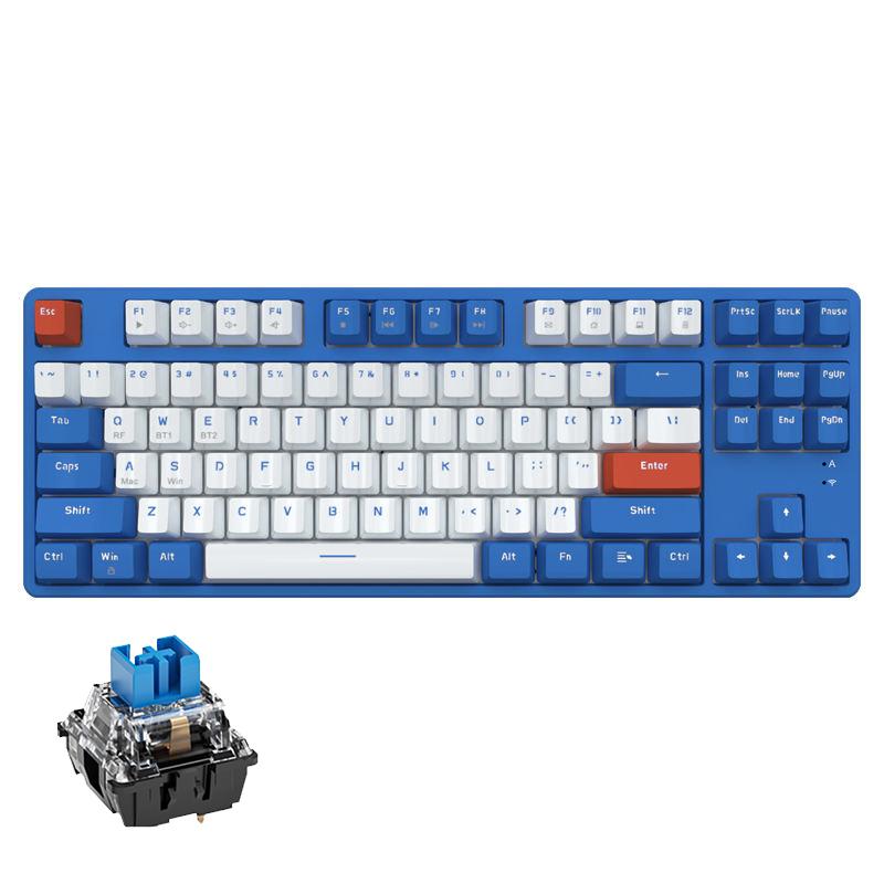 

AJAZZ AK871 Gaming Keyboard Hot-swappable Wireless Bluetooth 2.4G Receiver For Gaming Office Blue Switch синій