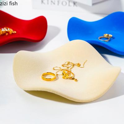 Creative Flocking Ceramic Storage Tray Irregular Wave Shape Tray Jewelry Storage Trays Household Small Item Storage Trays