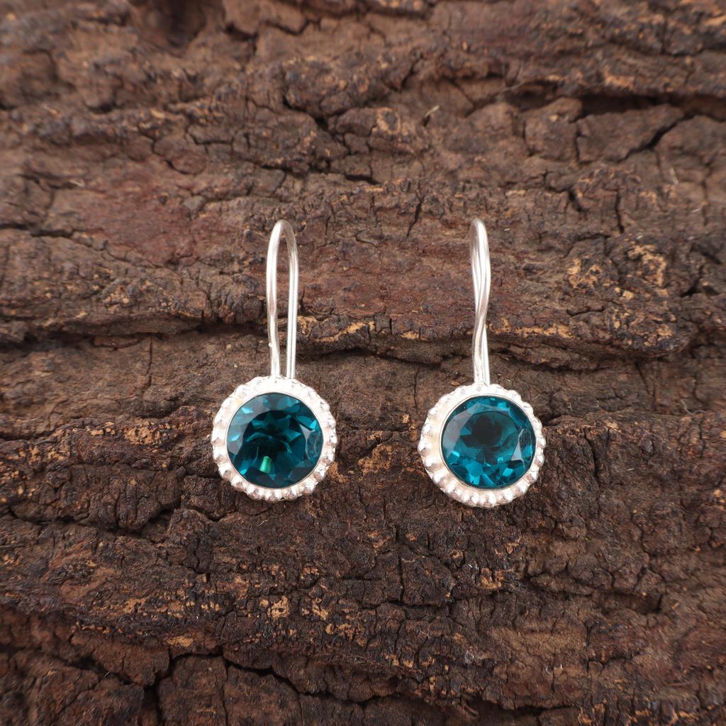 Apatite Handmade Silver Jewelry, 925 Sterling Silver Earring, Handmade Beautiful Gemstone Jewelry, Apatite Earring For Her