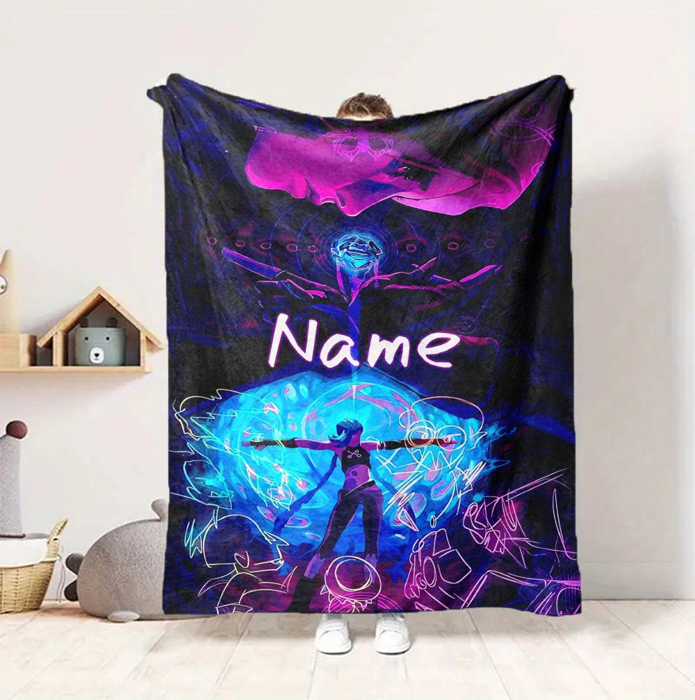 Custom Name Blue Eyes Connection Flannel Blanket Throw Blanket Soft Warm Sofa Bed Home Decor Unique Gift