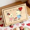 Wooden Couple Table Sign with Stand Farmhouse Rustic Cartoon Couple Ornament Valentine's Day Anniversary Wedding Party Decoration