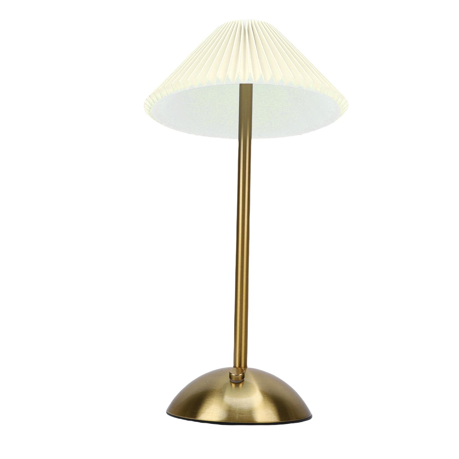 

Pleated Table Lamp Touch Control 3 Colors Stepless Dimming USB Rechargeable Retro Cordless LED Nightstand Lamp for Bedside Living Room