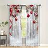 2pcs Red Christmas Digital Print Curtain, 100% Polyester Semi-shading Curtain For Bedroom, Living Room & Home Decor