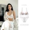 Sexy underwear women's breasts are large and small, anti-sagging top support French deep V thin bra cover set New Year's model